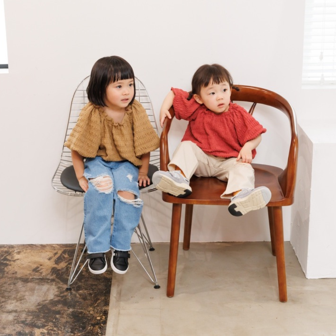 【預購】&pal - shirring puffsleeve tee<brown>