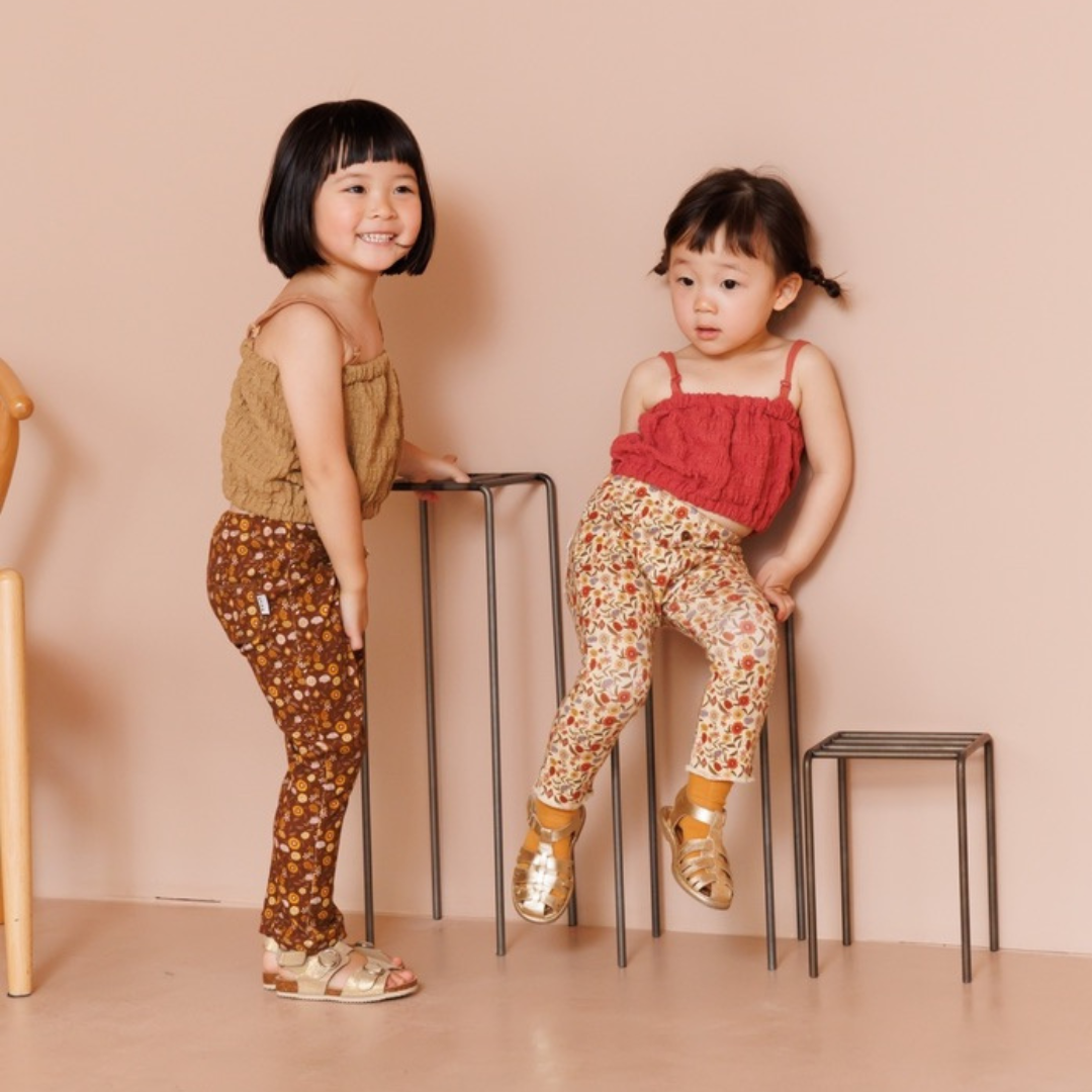 【30%OFF】【預購】&pal - floral pattern leggings<brown>