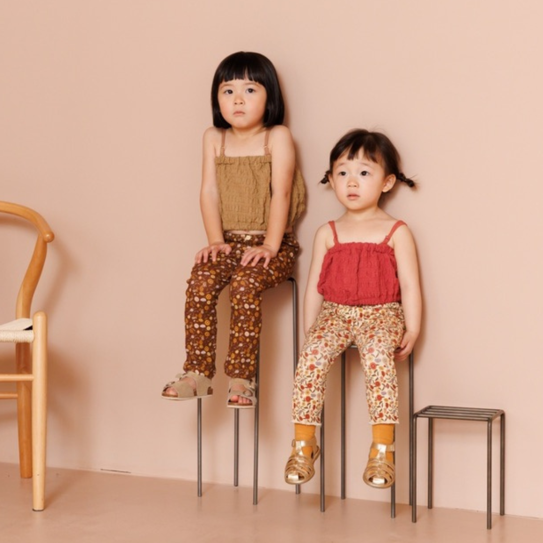 【30%OFF】【預購】&pal - floral pattern leggings<brown>