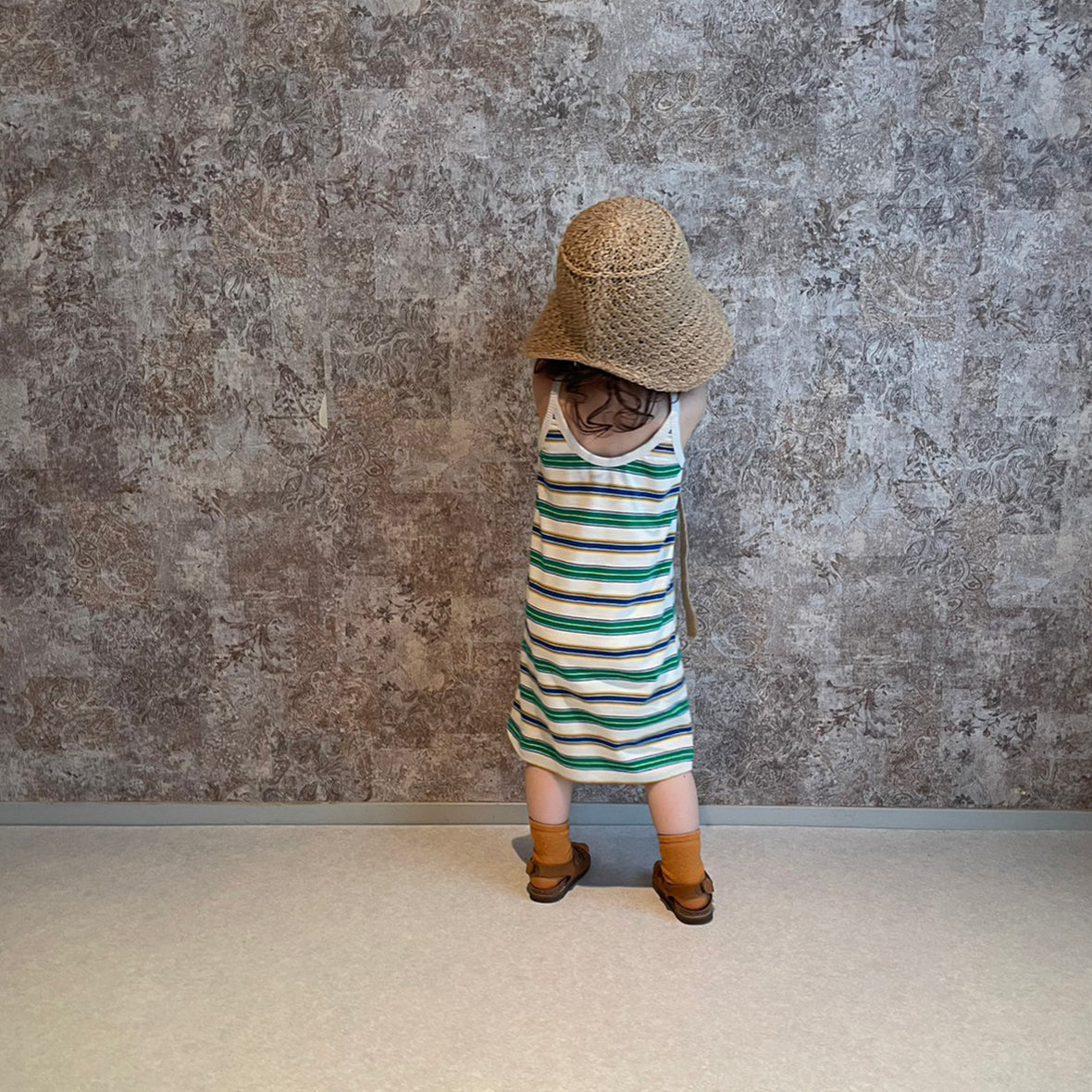 【30%OFF】&pal - multi border one-piece<brown>