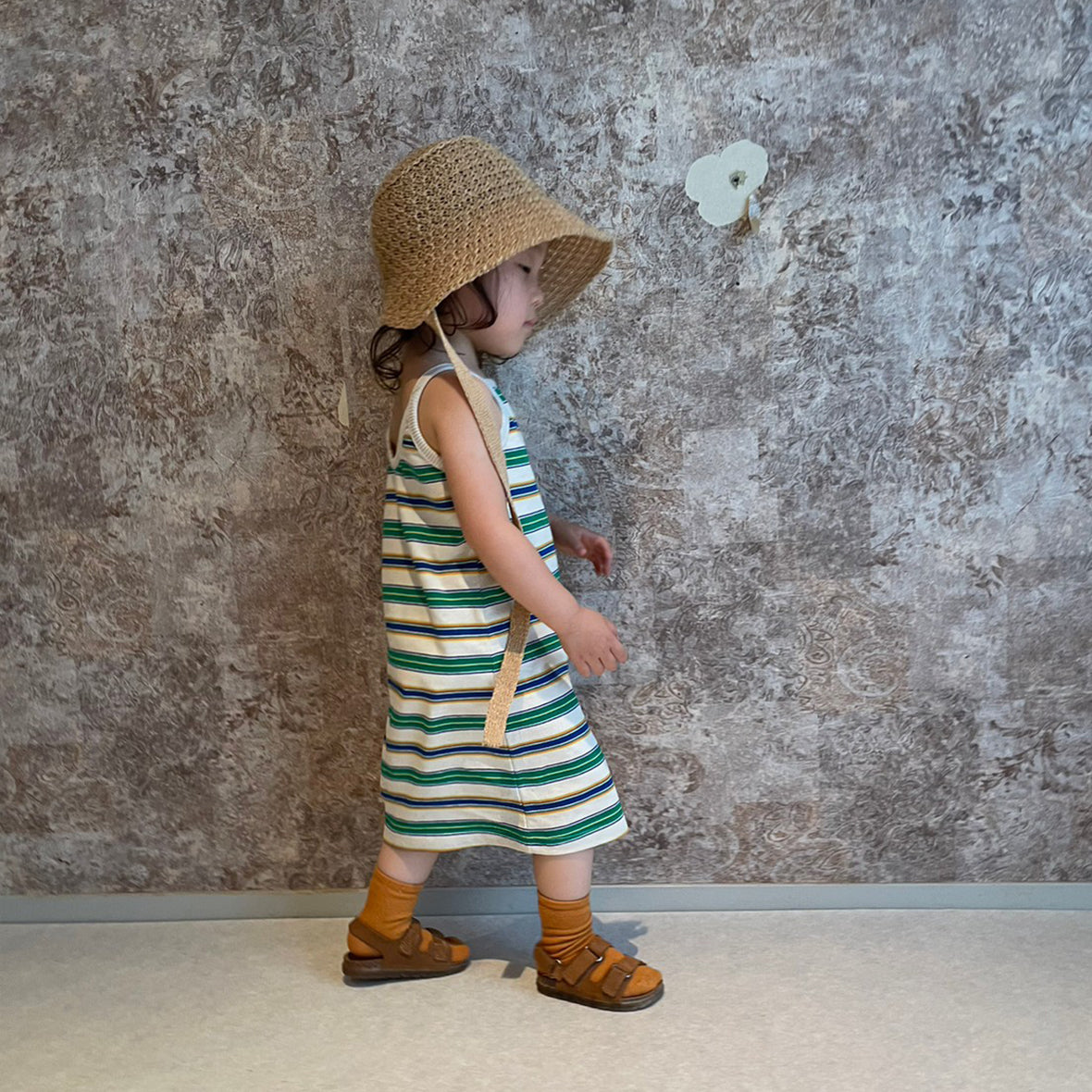 【30%OFF】&pal - multi border one-piece<brown>