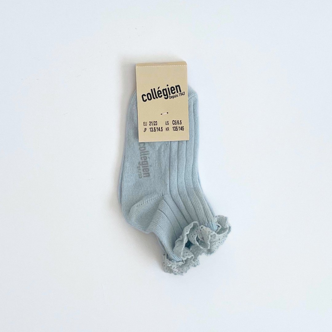 【預購】collegien - Lili - 蕾絲羅紋襪 <冰河>