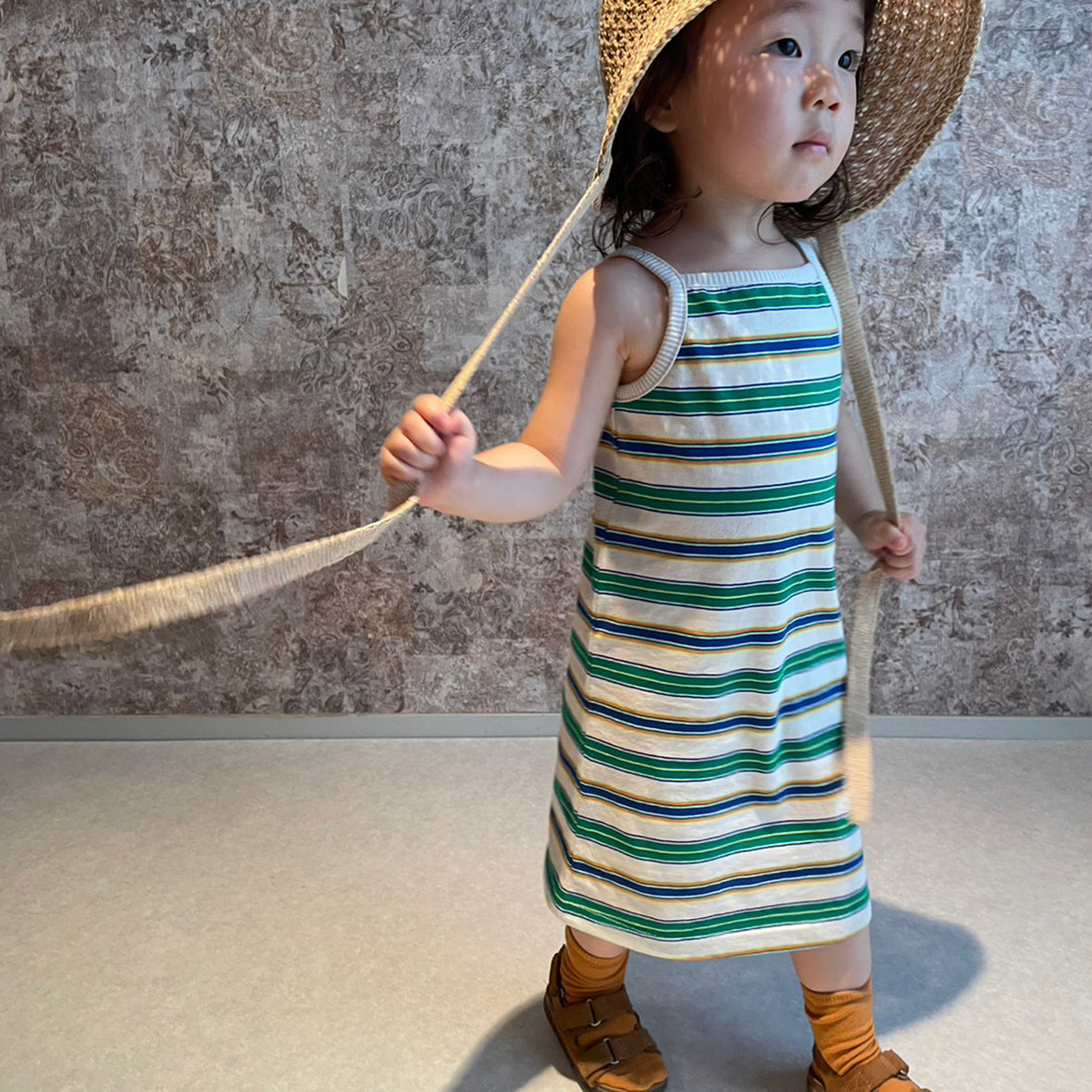 【30%OFF】&pal - multi border one-piece<brown>
