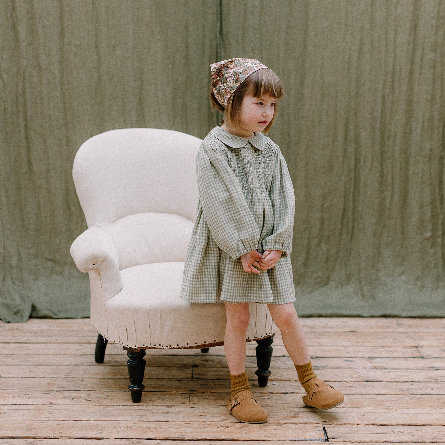 【30%OFF】Nellie Quats - Draughts Dress <Pistachio Mini Check Linen>
