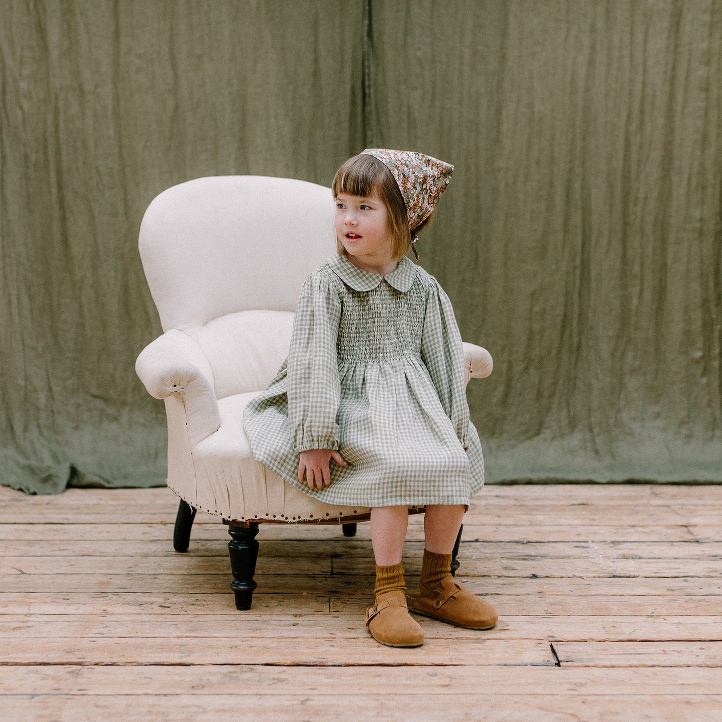 【30%OFF】Nellie Quats - Draughts Dress <Pistachio Mini Check Linen>