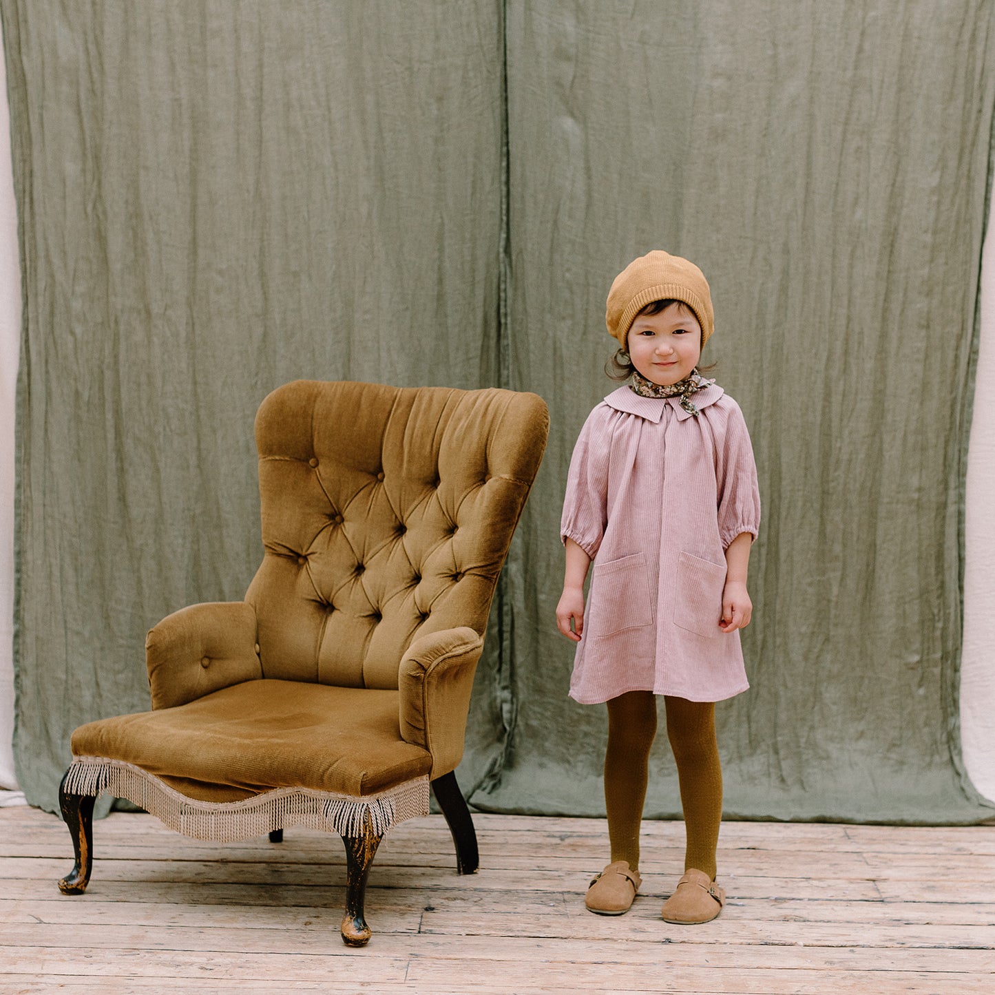 【50%OFF】Nellie Quats - Mother May I Dress <Dusty Rose Stripe Linen>