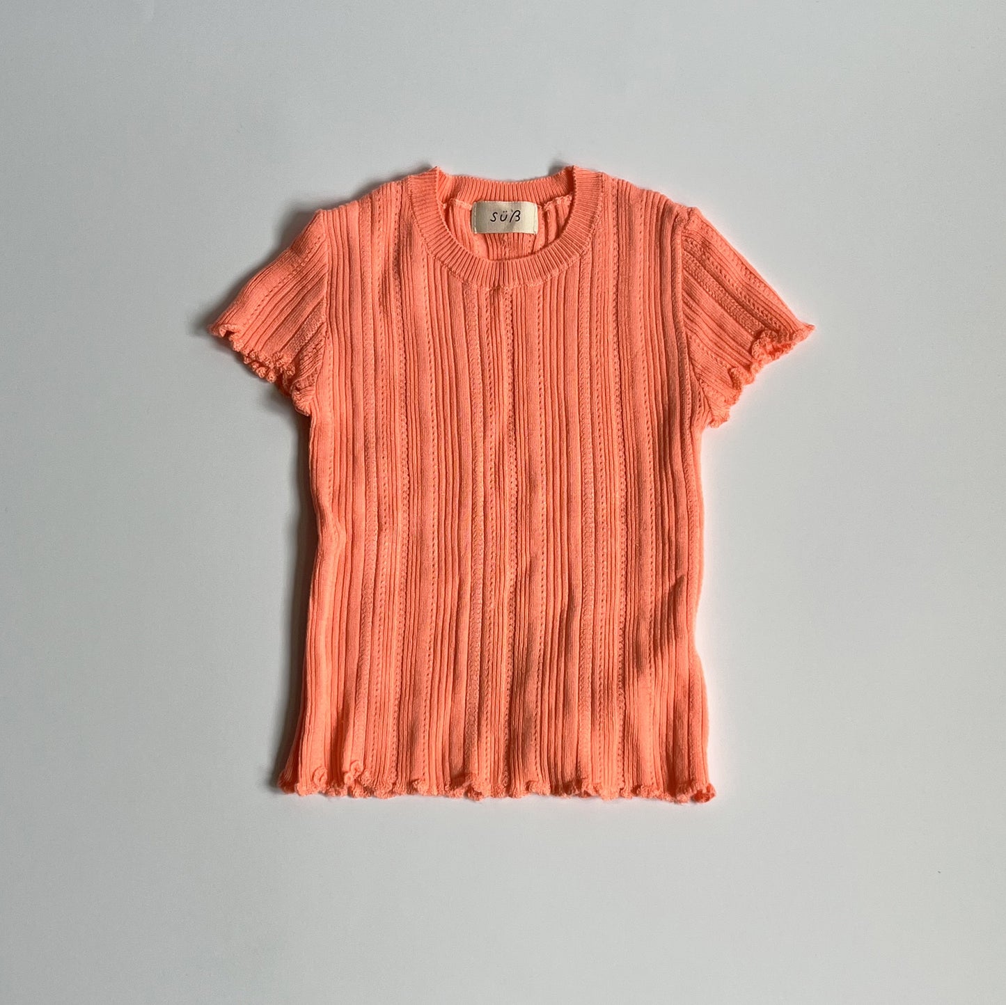 süß - Eyelet Rib Knit Tops<NEON PINK>