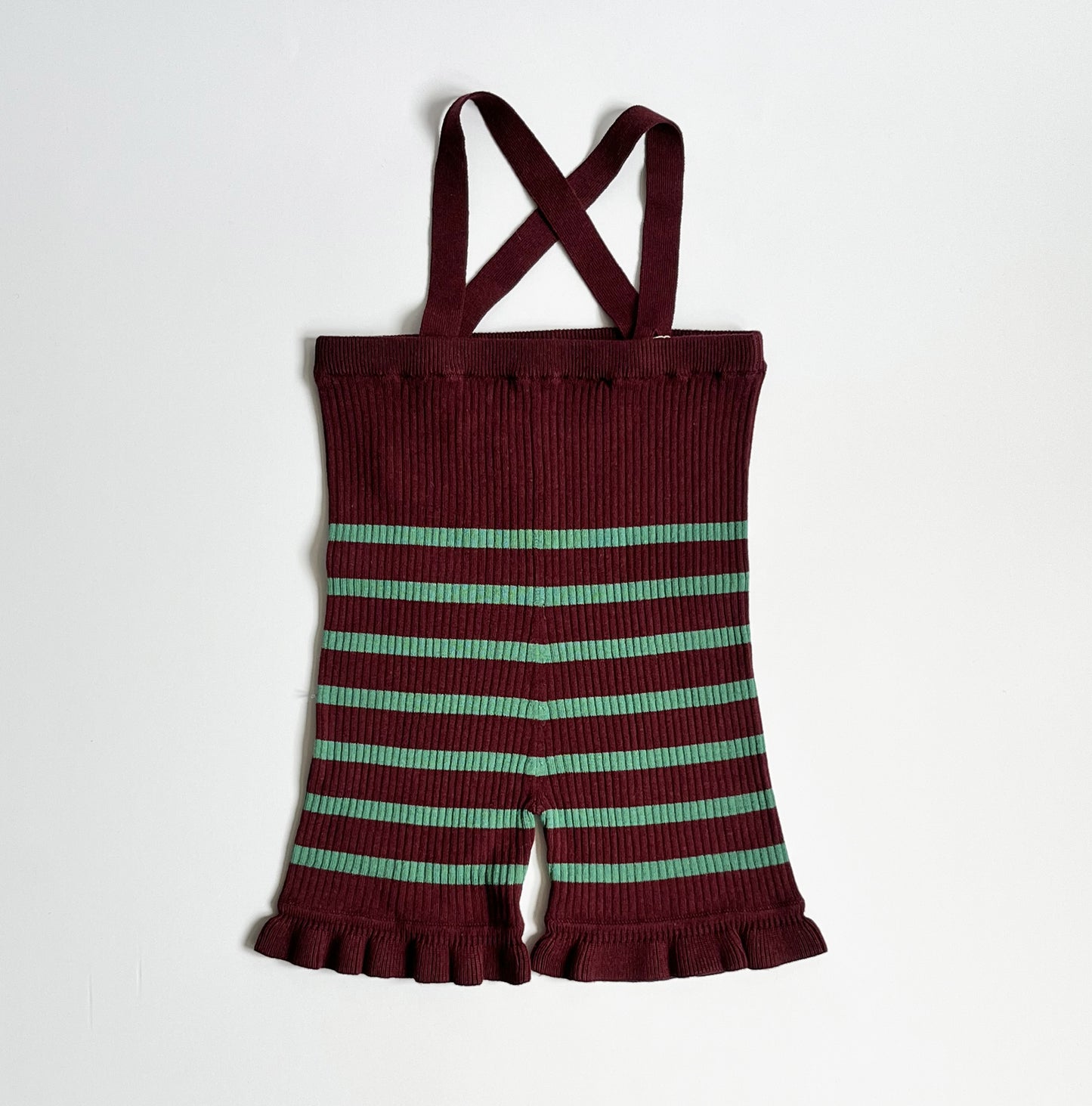 süß - Frilled Knit Short Unitard<BURGUNDY × GREEN>