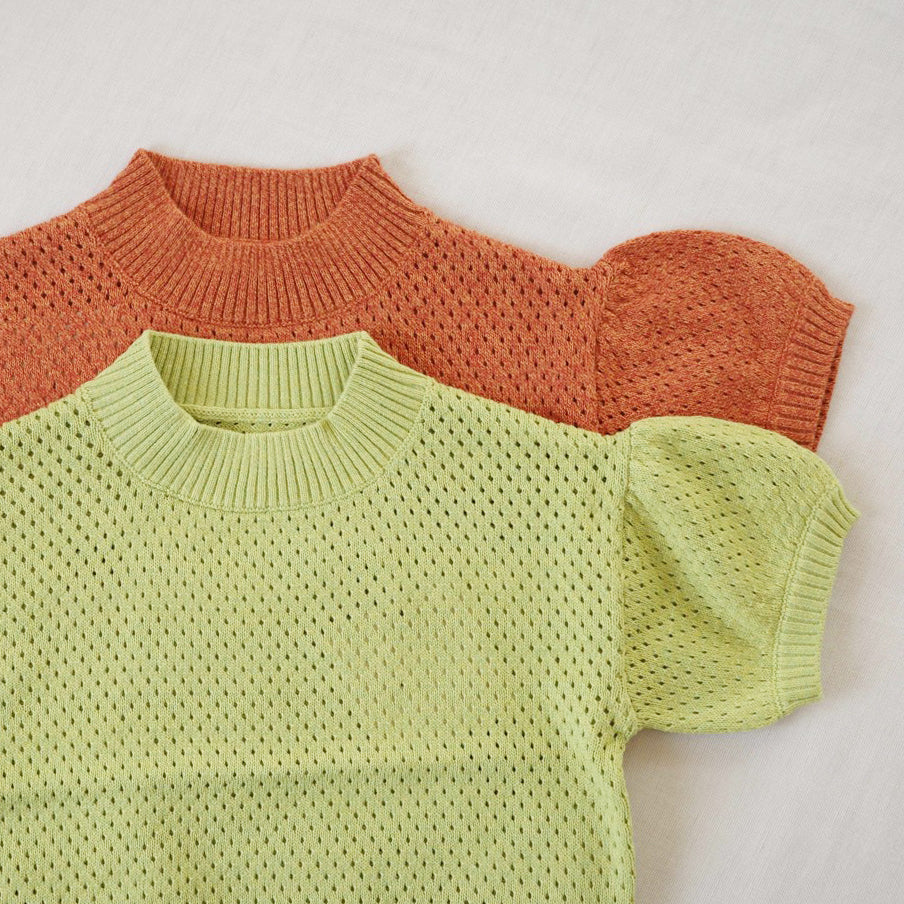 【30%OFF】&pal - sukashiami puffsleeve knit<lime>