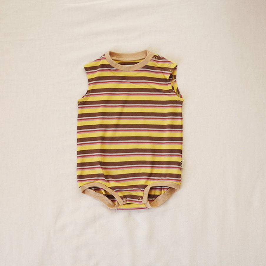 【30%OFF】&pal - multi border nosleeve rompus<yellow>
