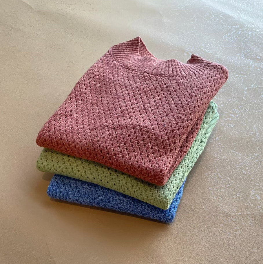 【30%OFF】&pal - sukashiami puffsleeve knit<lime>