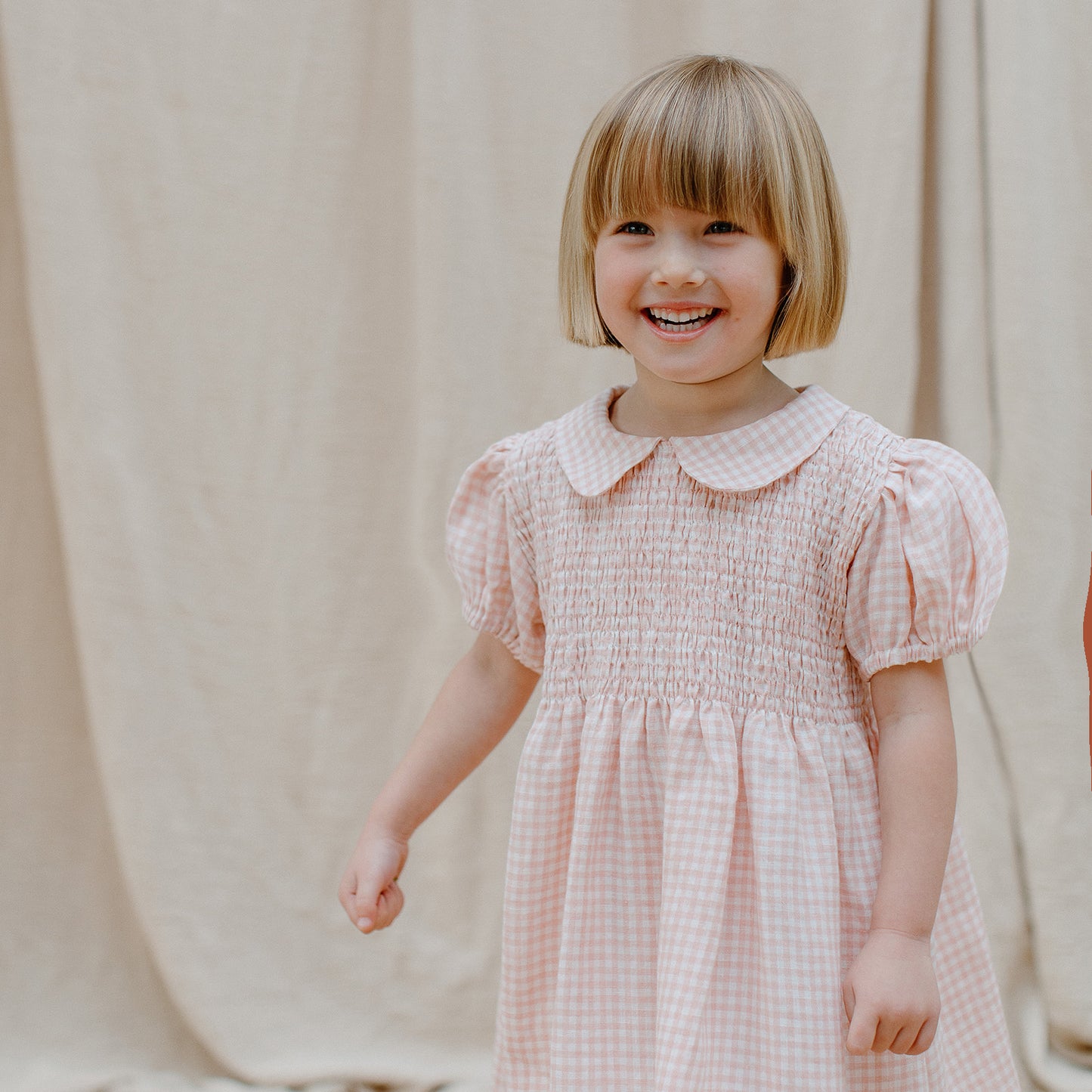 【40%OFF】Nellie Quats - Draughts Dress <Powder Pink Check Linen>